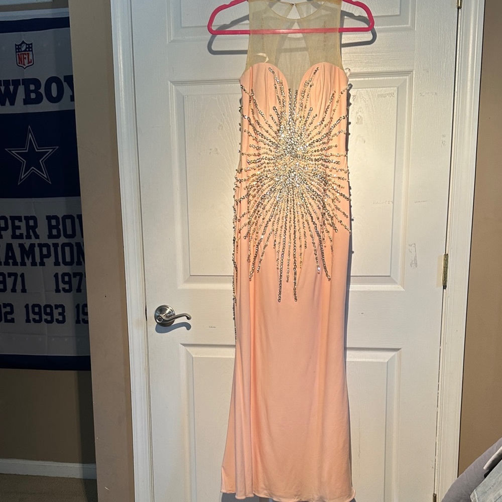 NIKA Light Pink Backless Dress with Silver Detailing
